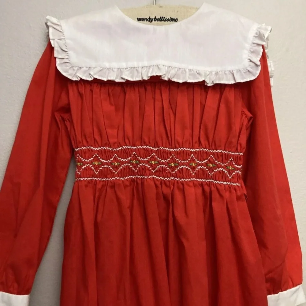 8-20 Vintage Girls Dress Red 6 Smocked Winnie The Pooh Made In USA Up To 47”